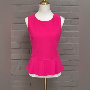 Jones New York NWT  Fuchsia Pink Peplum Top  S